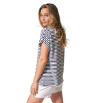 MALWINA femme tee shirt blancmarine hublot mode marine