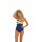 LAYLEE maillot MARINE JAUNE femme hublot mode marine