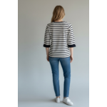 T shirt manche trois quarts marine/blanc femme hublot