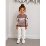 T shirt taupe rose / blanc fille