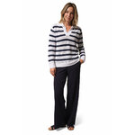 Pull Marin Femme avec rayures type marinière Col V Maille Perlée CHERRY