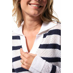 Pull Marin Femme avec rayures type marinière Col V Maille Perlée CHERRY