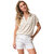 tee-shirt blanc doré col v femme