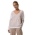Pull col V Ecru-beige rayé pour femme hublot