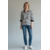 T shirt manche trois quarts marine/blanc femme hublot