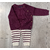 Ensemble marin bébé pull en côte perlée pantalon rayé en côte MIDOU
