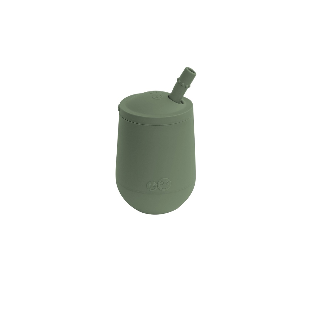 [EUSTO001] MINI CUP AVEC PAILLE ET COUVERCLE EZPZ (OLIVE)