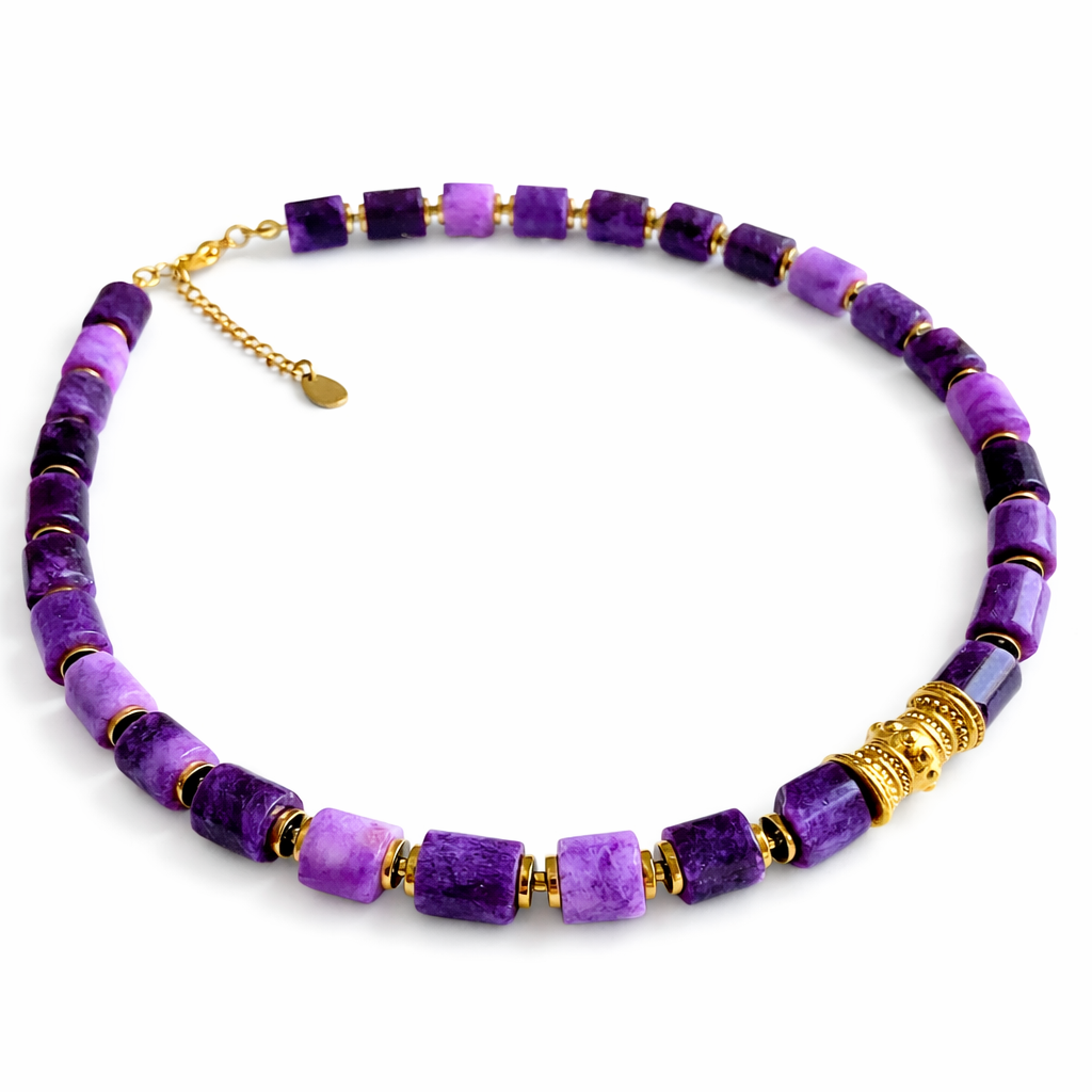 Collier ras-du-cou en charoïte naturelle Violetta