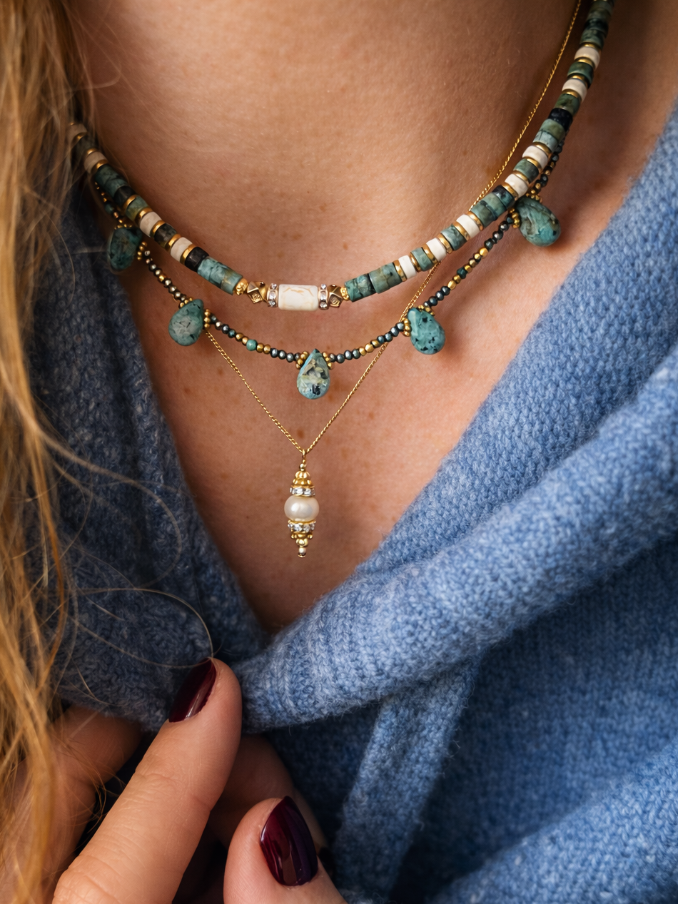 Collier pierres naturelles turquoise Kaoanne