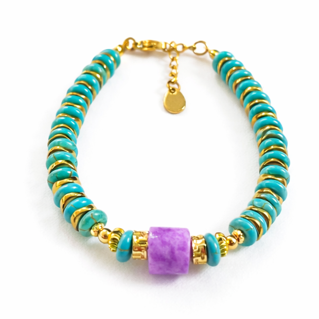 Bracelet turquoise et violet doré Fourth