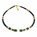 Détail aventurine verte jade rouge et perles coquillage Izilda