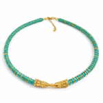 Collier Catanis howlite turquoise et doré Ravage