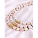 Collier rose ras de cou quartz à plat