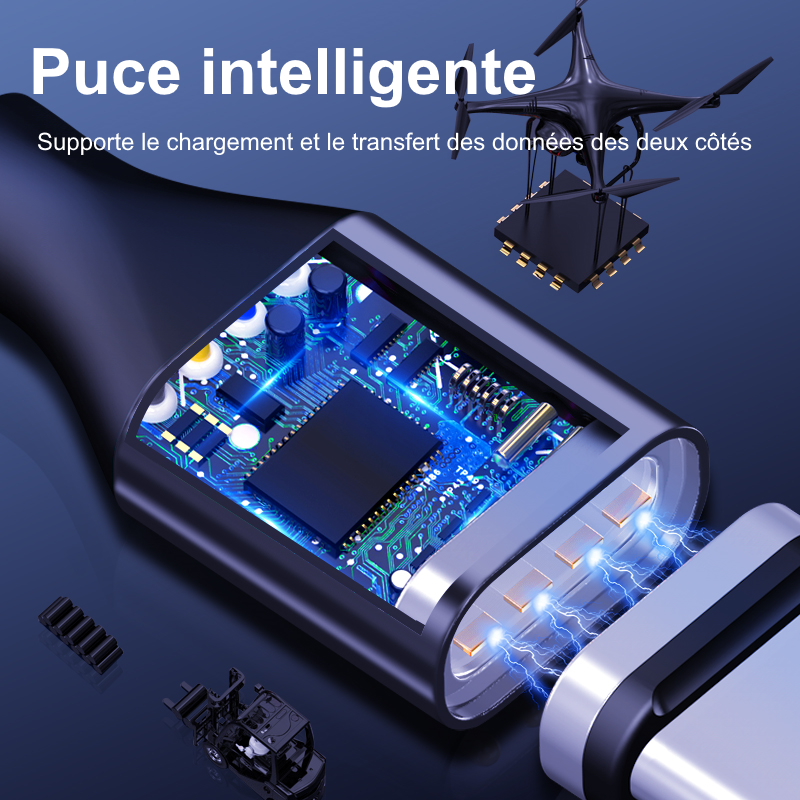 KUULAA ? Câble de chargeur embout magnétique avec aimant, USB Type-C, fil  transfert de données et charge rapide pour téléphone portable et iPhone -  Purple - SJX0427A00264
