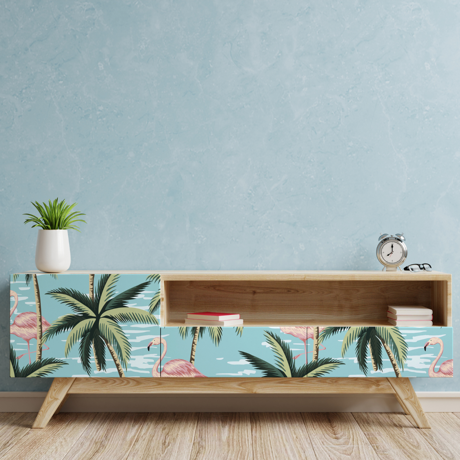 Papier adhésif palmiers vintage pour meuble