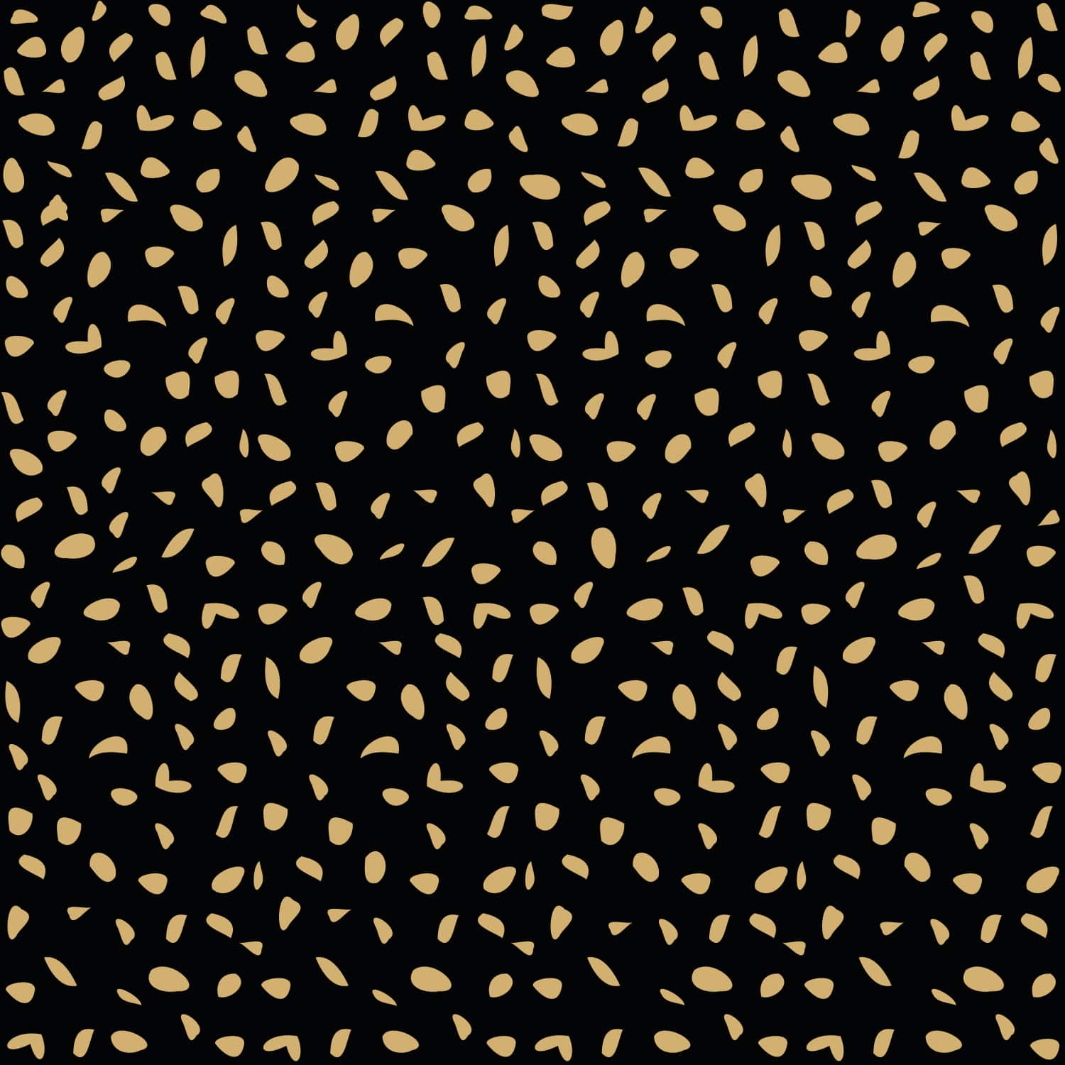Tissu coton satin strech noir tacheté crème sur fond noir