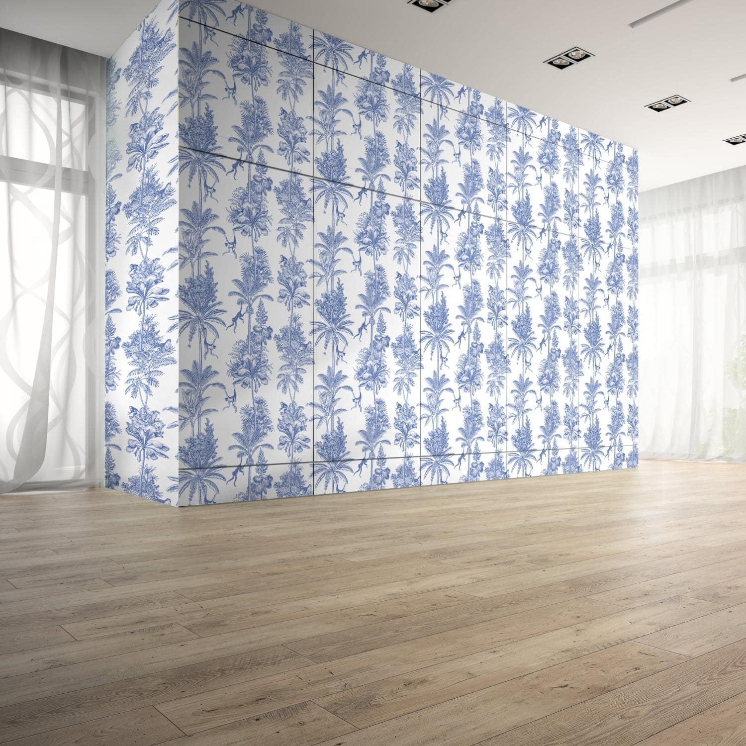 PP19-papier-peint-adhesif-decoratif-revetement-vinyle-motifs-nature-animaux-vintage-jungle-à-l’encre-bleue-renovation-meuble-mur-3