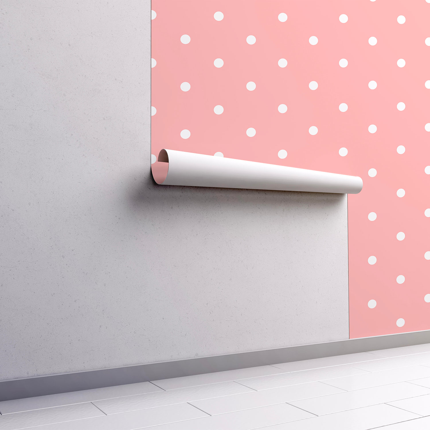 PP60-mur.rouleau-papier-peint-adhesif-decoratif-revetement-vinyle-motifs-mini-pois blanc:rose-renovation-meuble-mur-mini