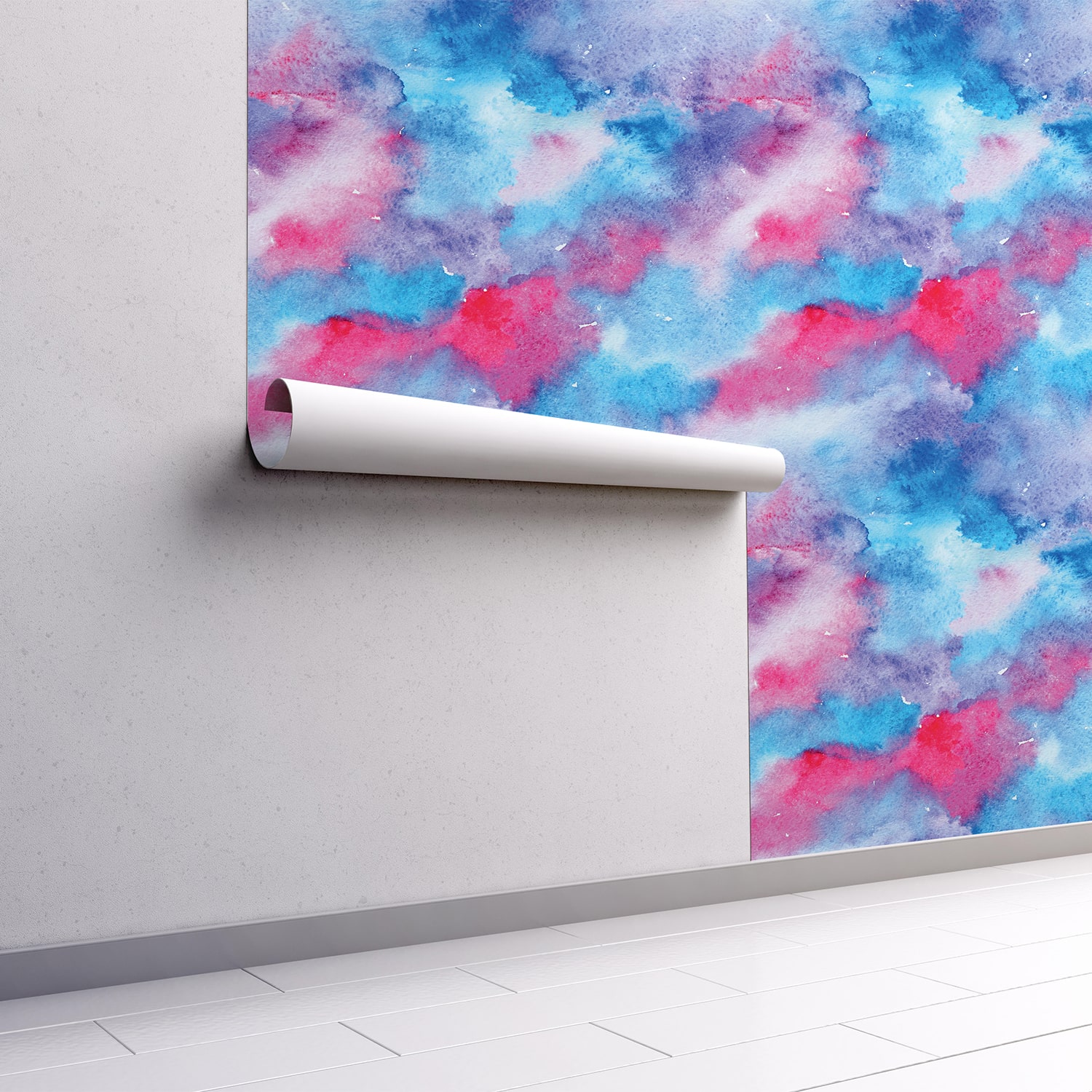 PP70-mur.rouleau-papier-peint-adhesif-decoratif-revetement-vinyle-motifs-aquarelle-dégradé-bleu-et-rose-renovation-meuble-mur-min