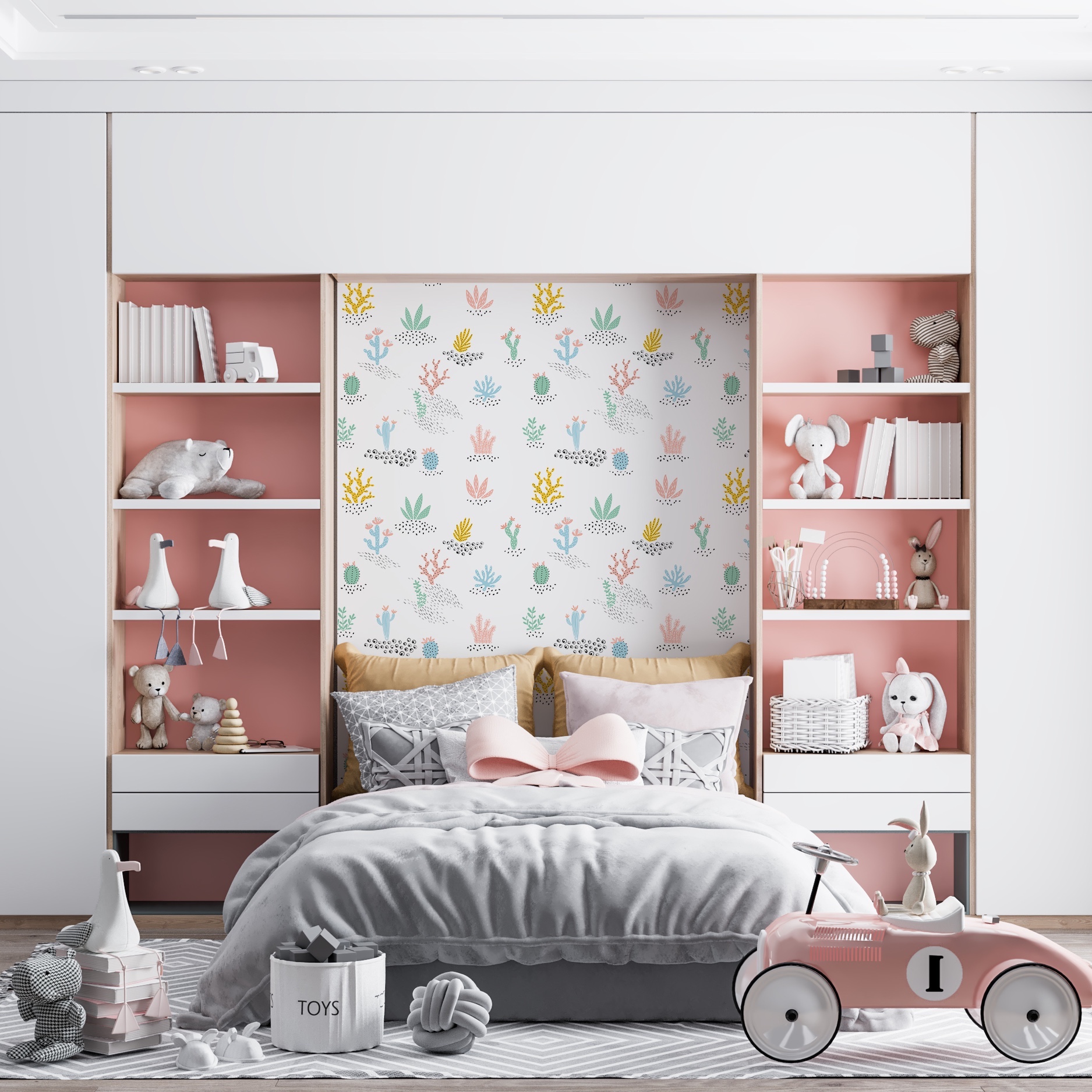 papierpeint-papier-peint-adhesif-adhesive-enfant-cactus-clair-épuré-feuilles-plantes-desert