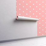PP60-mur.rouleau-papier-peint-adhesif-decoratif-revetement-vinyle-motifs-mini-pois blanc:rose-renovation-meuble-mur-mini