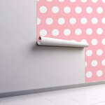 PP59-mur.rouleau-papier-peint-adhesif-decoratif-revetement-vinyle-motifs-pois-blanc:rose-renovation-meuble-mur