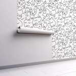 PP102-mur.rouleau-papier-peint-adhesif-decoratif-revetement-vinyle-motifs-visage-au-fil-de-fer-noir-et-blanc-renovation-meuble-mur-min
