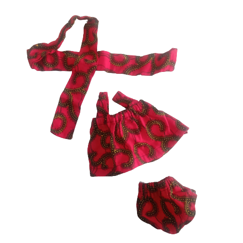 ensemble habits 3 pièces wax ascaris rouge poupée 32cm