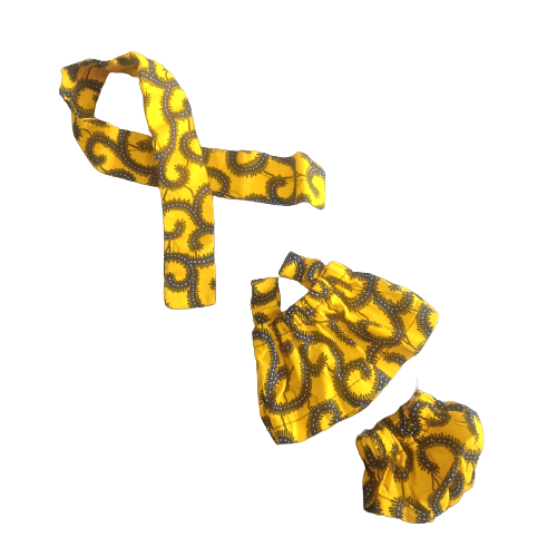 ensemble habits 3 pièces wax ascaris jaune poupée 32cm