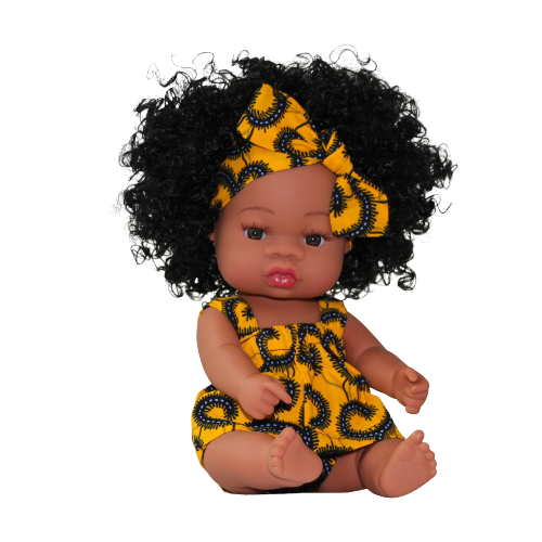 poupée métisse cheveux noirs bouclés LOÏSE Ascaris Jaune