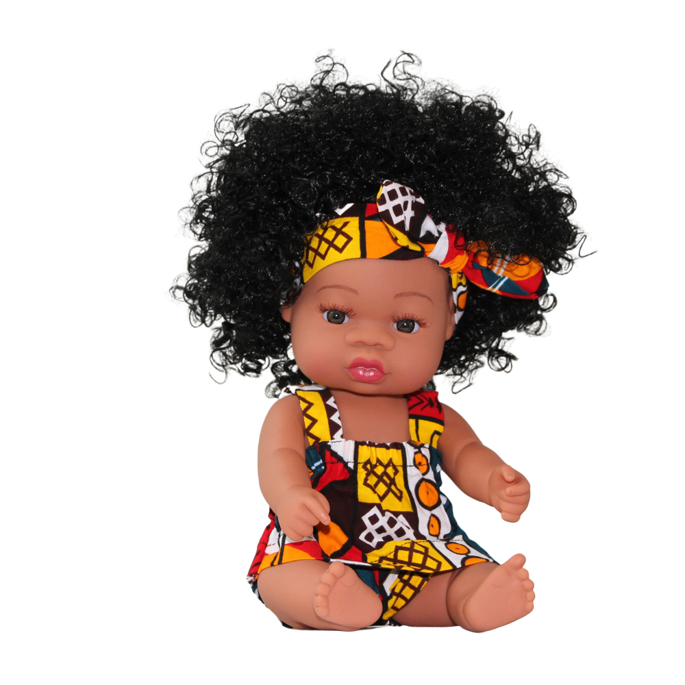 poupée métisse cheveux longs noirs LOÏSE Karibu habit wax
