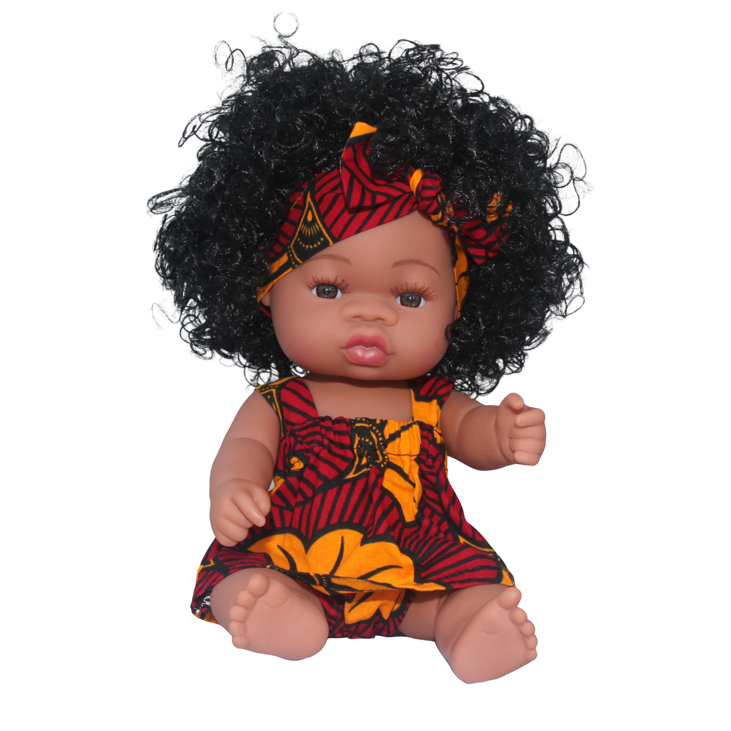 Poupée métisse cheveux longs blonds bouclés LOÏSE Fleurs de Mariage Rouge Or
