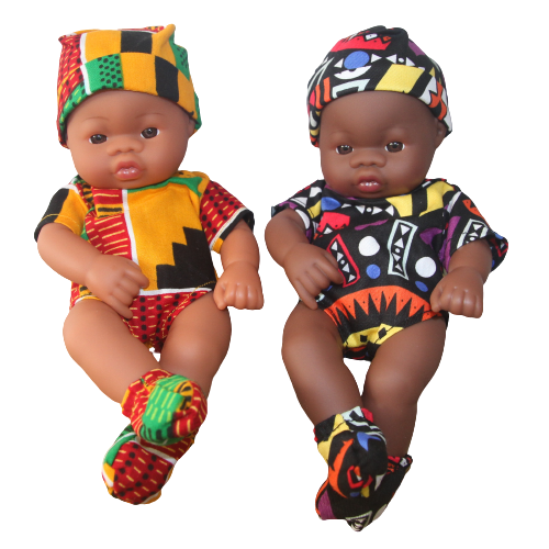 mini dolls mini poupées afro métisse habits wax loïse et Lola duo A