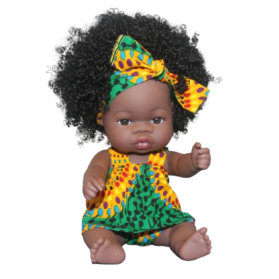 Poupée afro cheveux longs frisés ALMA Umbala