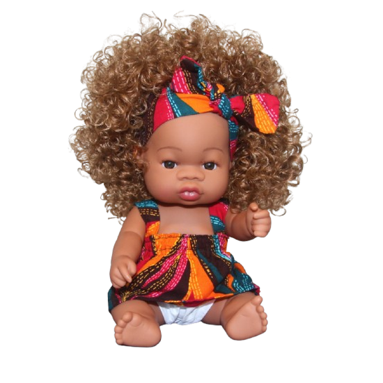 Poupée métisse cheveux longs blonds bouclés LOLA Mweele