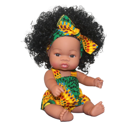 Poupée métisse cheveux longs noirs bouclés LOÏSE Umbala