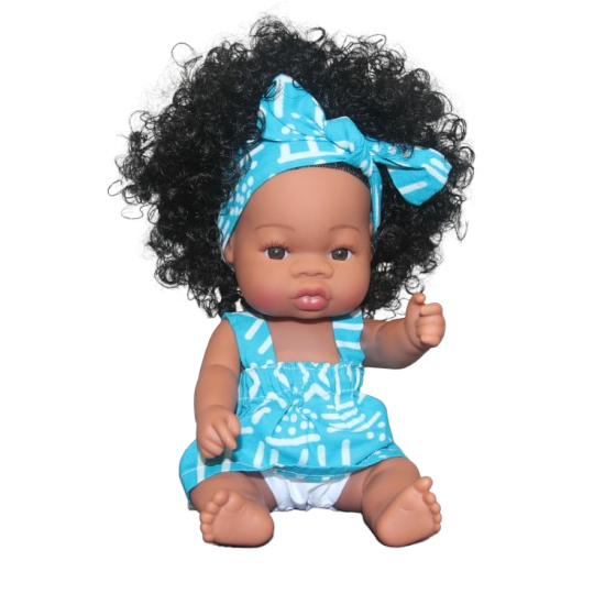 Poupée métisse cheveux longs noirs bouclés LOÏSE Kalunga