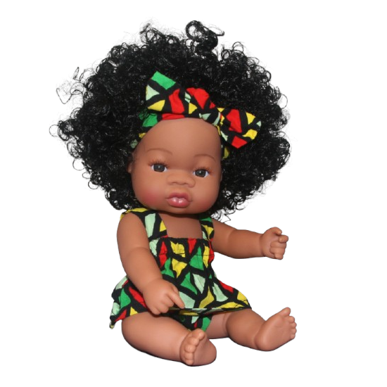 Poupée métisse cheveux longs noirs bouclés LOÏSE Amabara