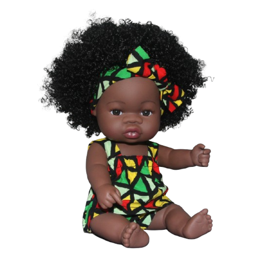 Poupée afro cheveux longs frisés ALMA Amabara