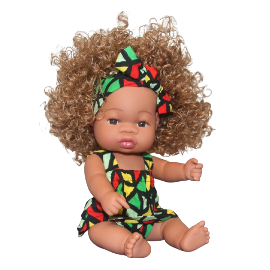 Poupée métisse cheveux longs blonds bouclés LOLA Amabara