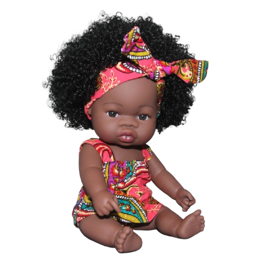 Poupée afro cheveux longs frisés ALMA Bohème Rose