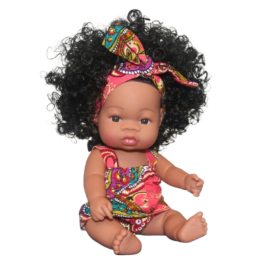 Poupée métisse cheveux longs noirs bouclés LOÏSE Bohème Rose