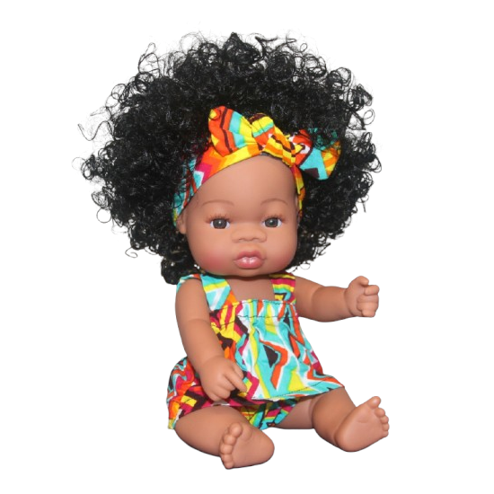 Poupée métisse cheveux longs noirs bouclés LOÏSE Ndewo
