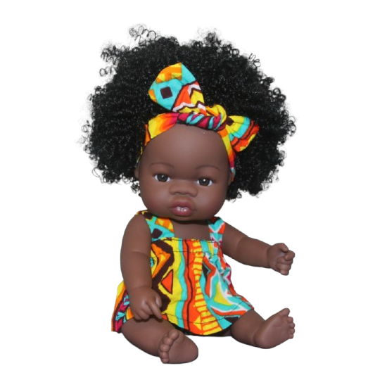 Poupée afro cheveux longs frisés ALMA Ndewo