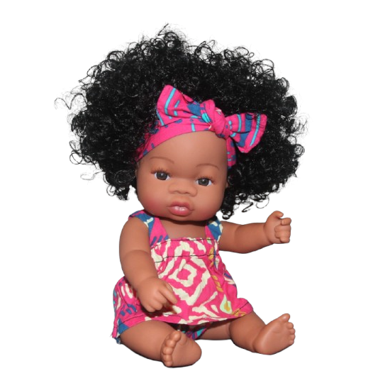 Poupée métisse cheveux longs noirs bouclés LOÏSE Mauya