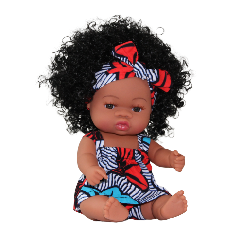 Poupée métisse cheveux longs noirs bouclés LOÏSE Fleurs de mariage