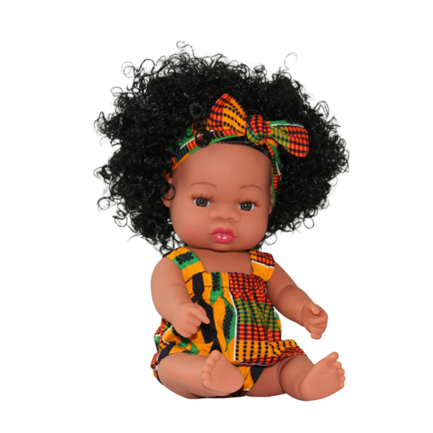 Poupée métisse cheveux longs noirs bouclés LOÏSE Akwaba