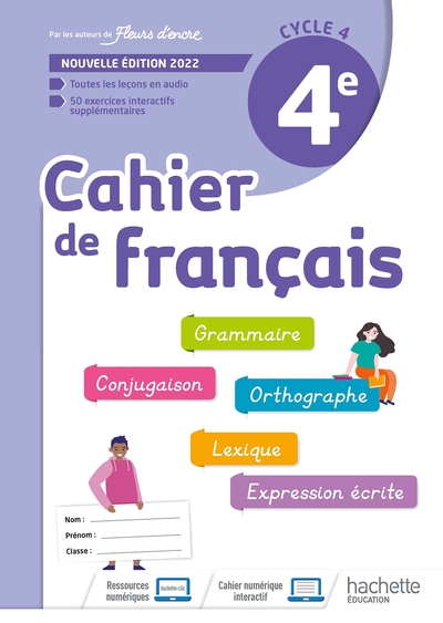 cahier de français 4e ed 2022 hachette