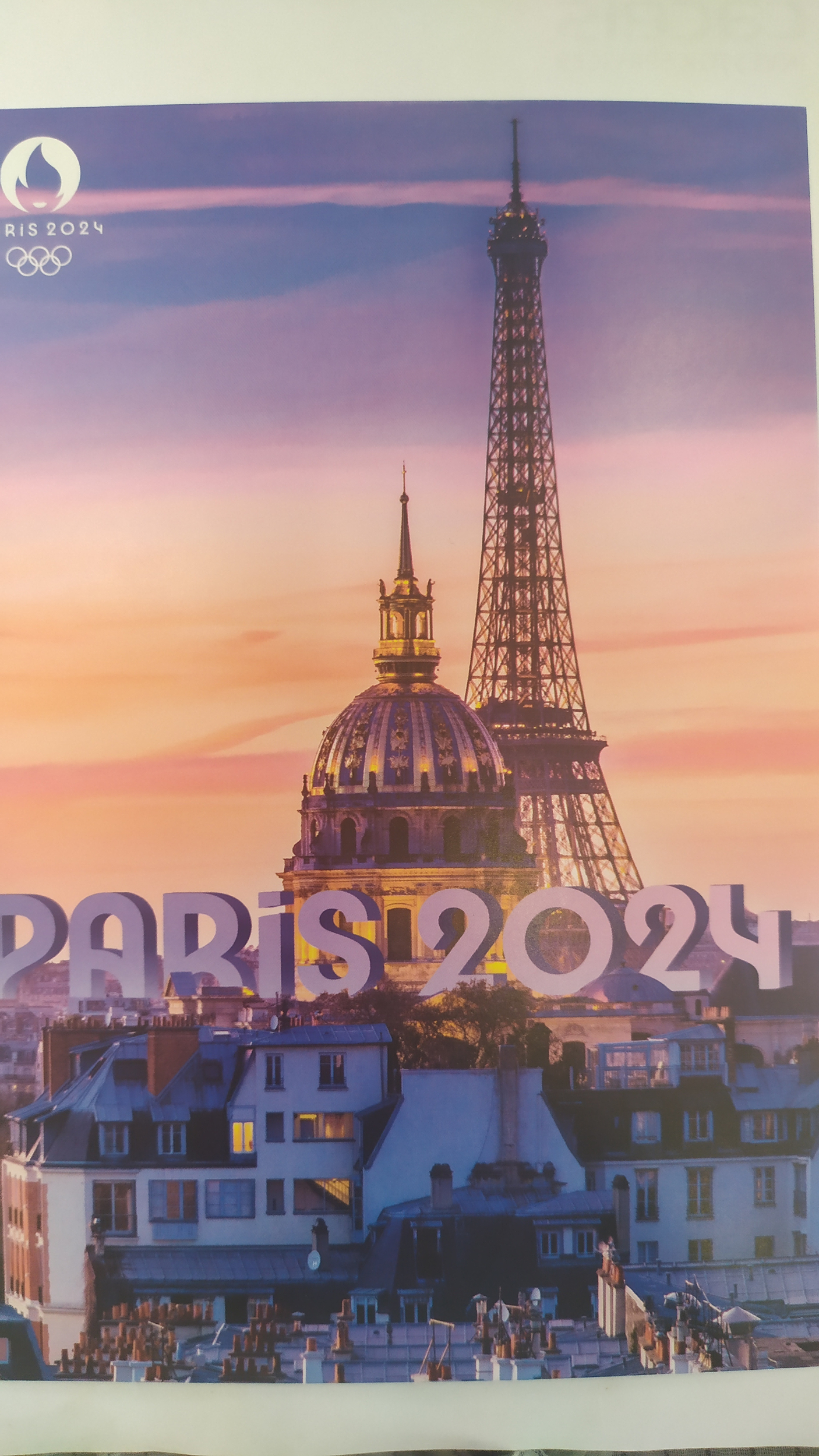 carte postale - la tour eiffel + institut de france au coucher du soleil