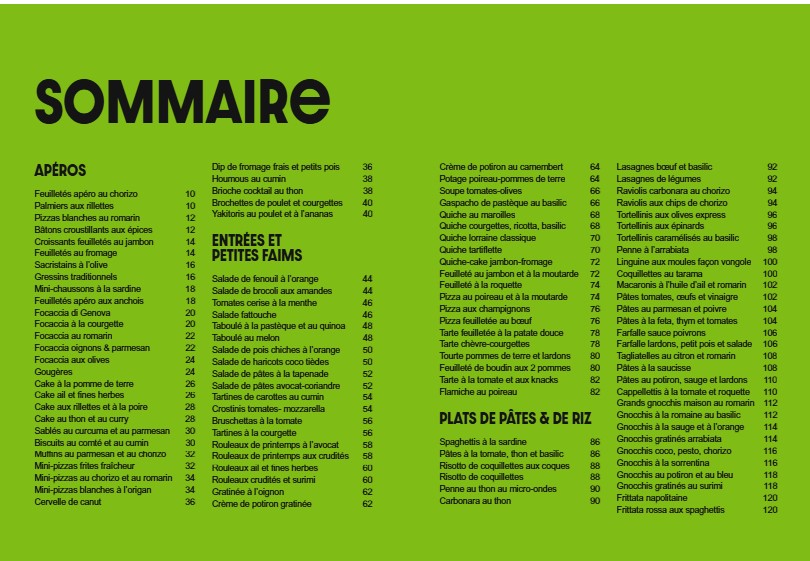 sommaire - recettes pas cheres 1